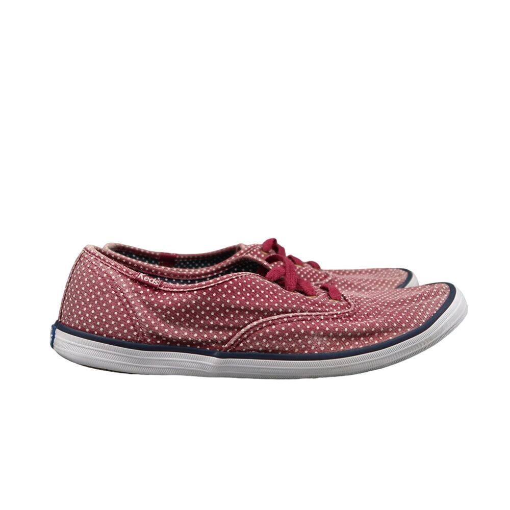 Keds Shoes Womens 8.5 Sneakers Casual Canvas Low Lace Up Polka Dot Red Trainers